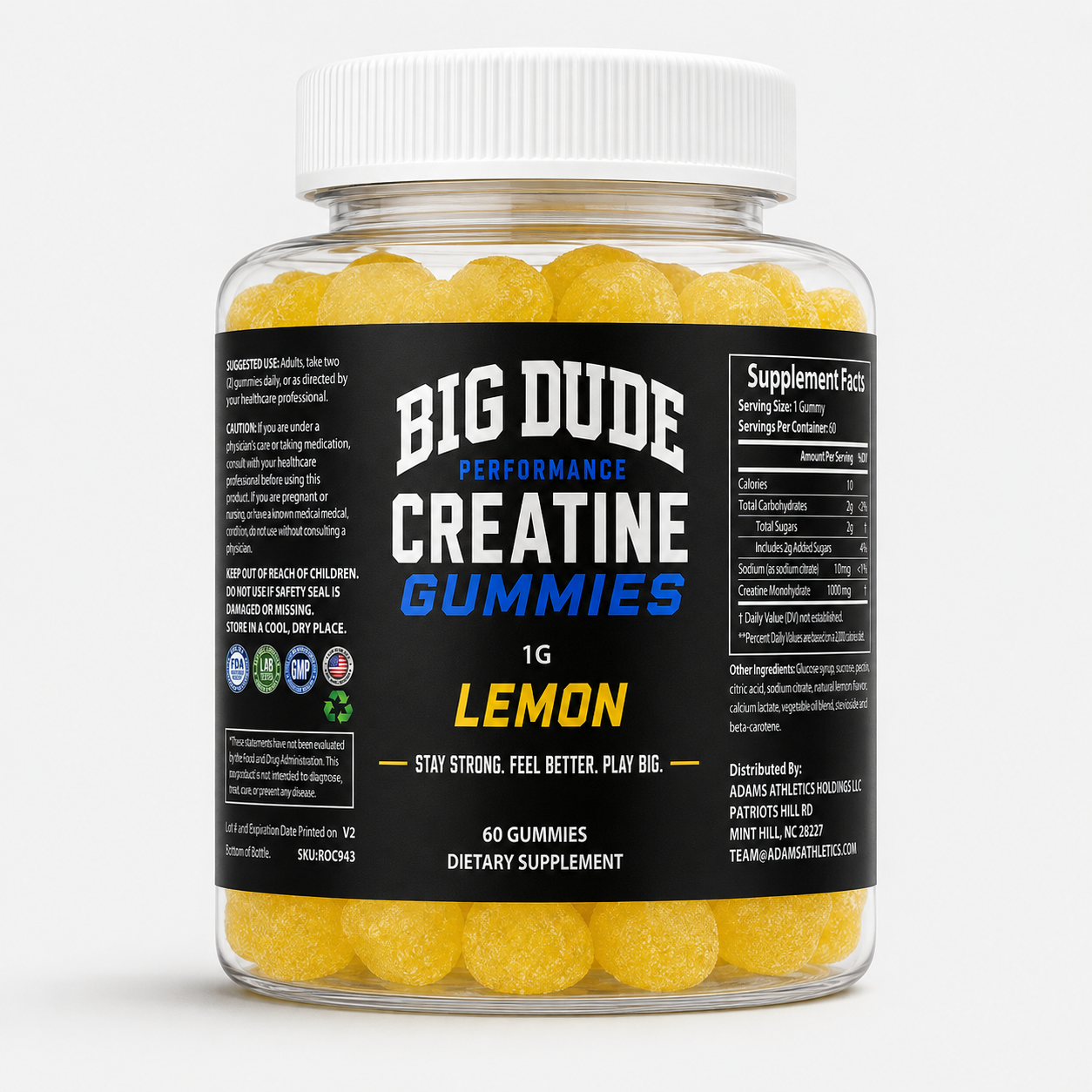 Big Dude Performance Creatine Gummies: Lemon