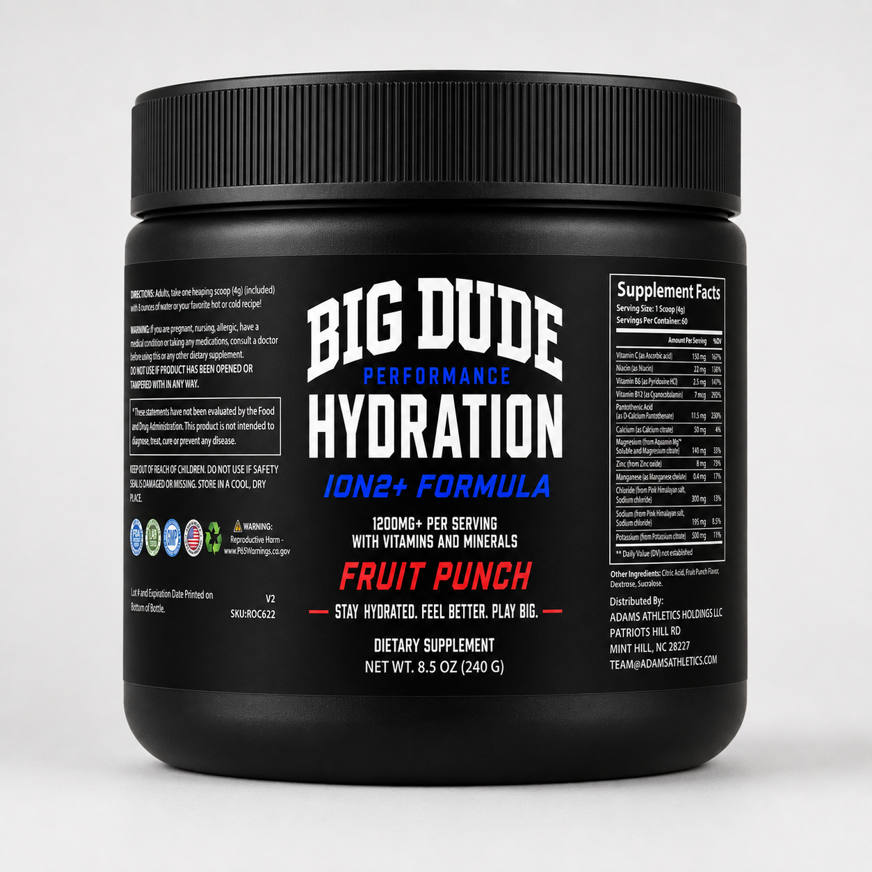 Big Dude Performance Hydration ION2+ Formula: Fruit Punch