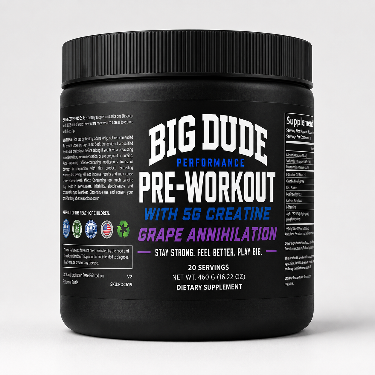 Big Dude Performance Pre-Workout with 5G Creatine